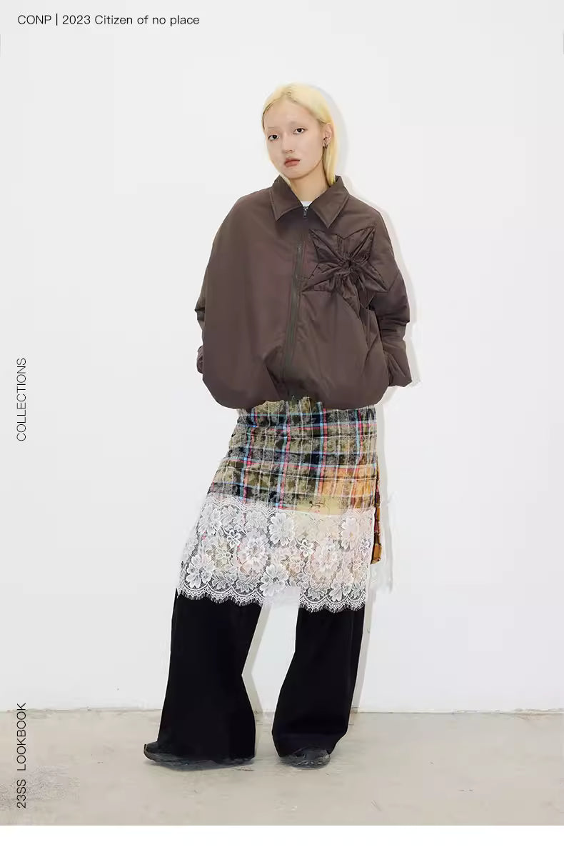 Floral Sunburst Ruched Padded Jacket