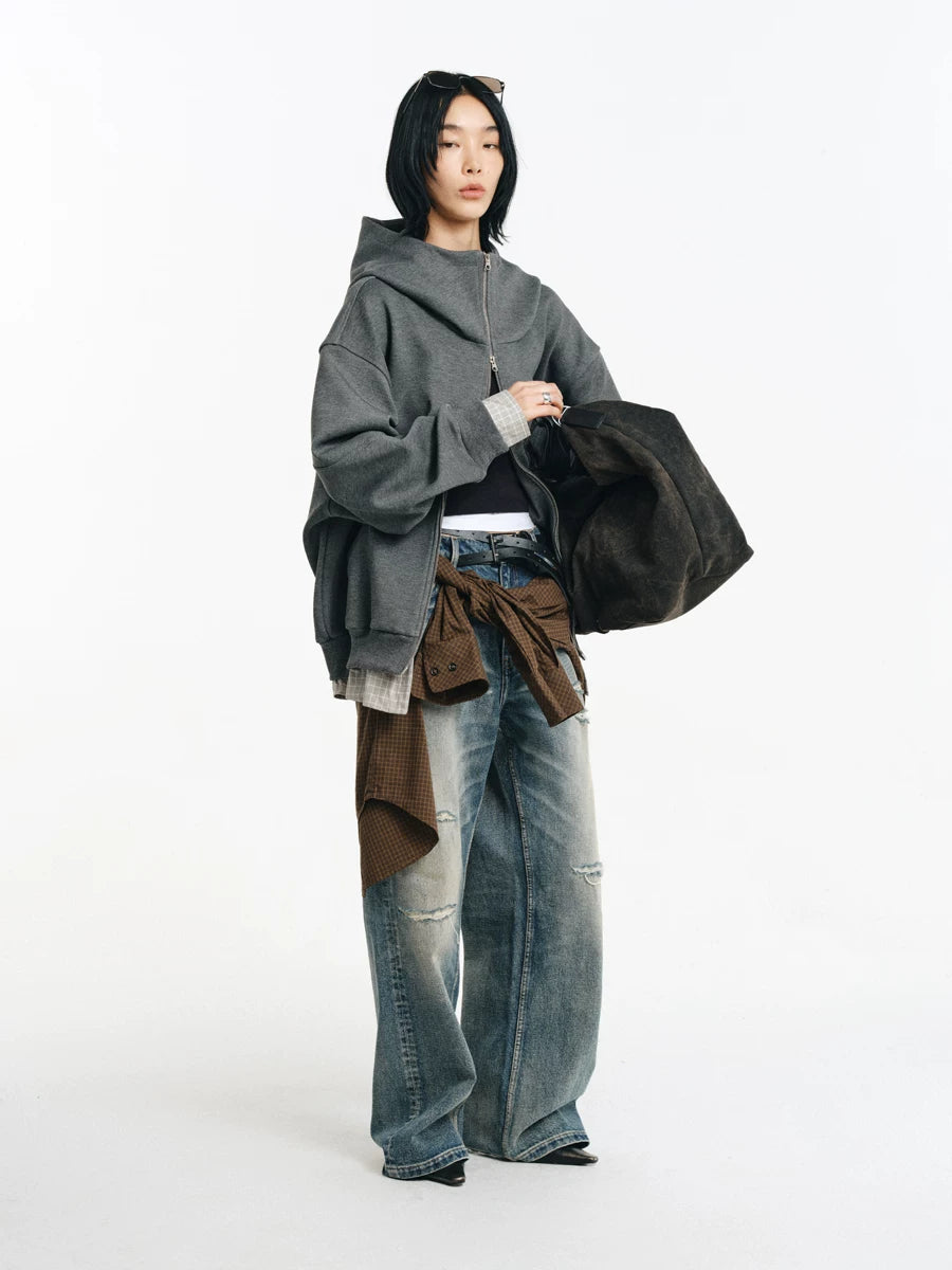 Detachable Plaid Layer Hoodie