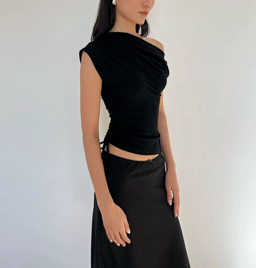 Asymmetric Drape Shoulder Top
