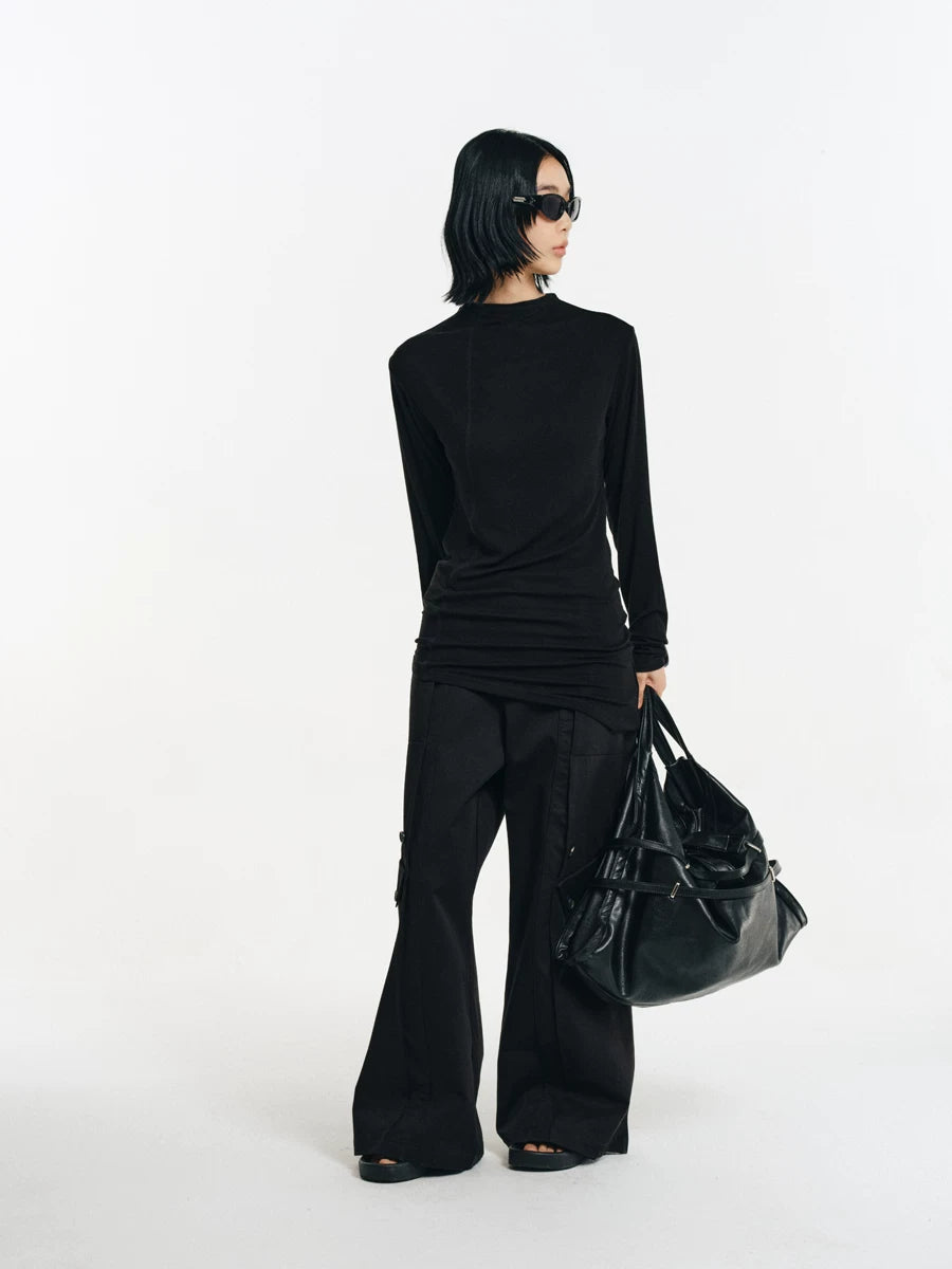 Strapped Buckle Soft-Structure Shoulder Bag