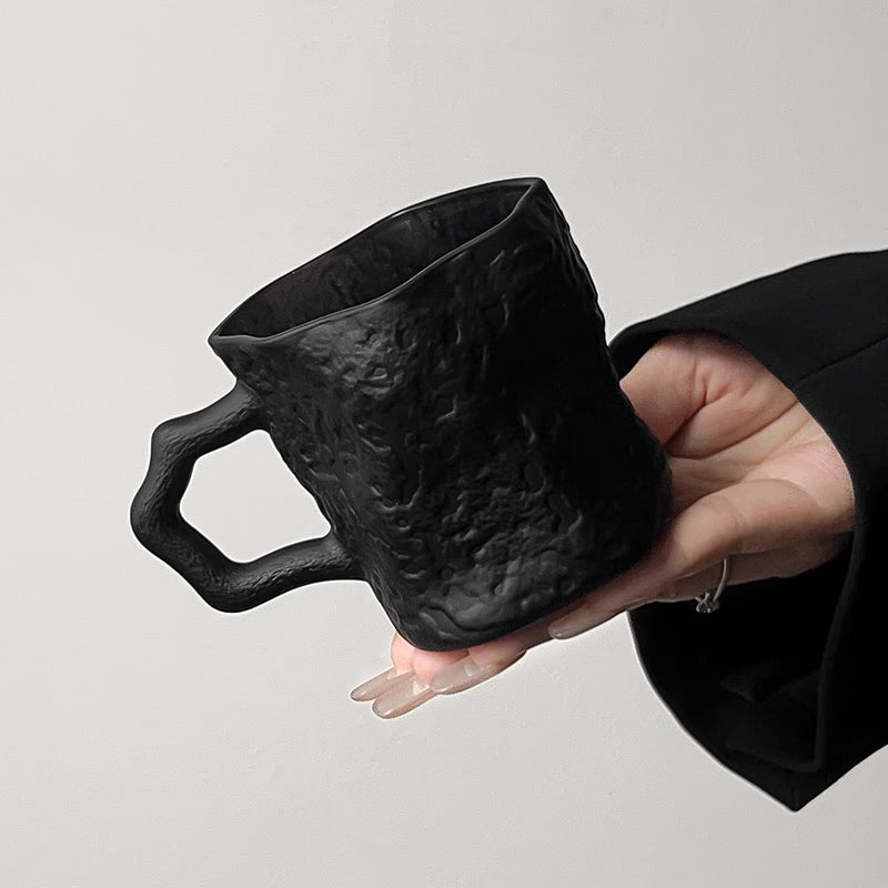 Obsidian Black Irregular Mug