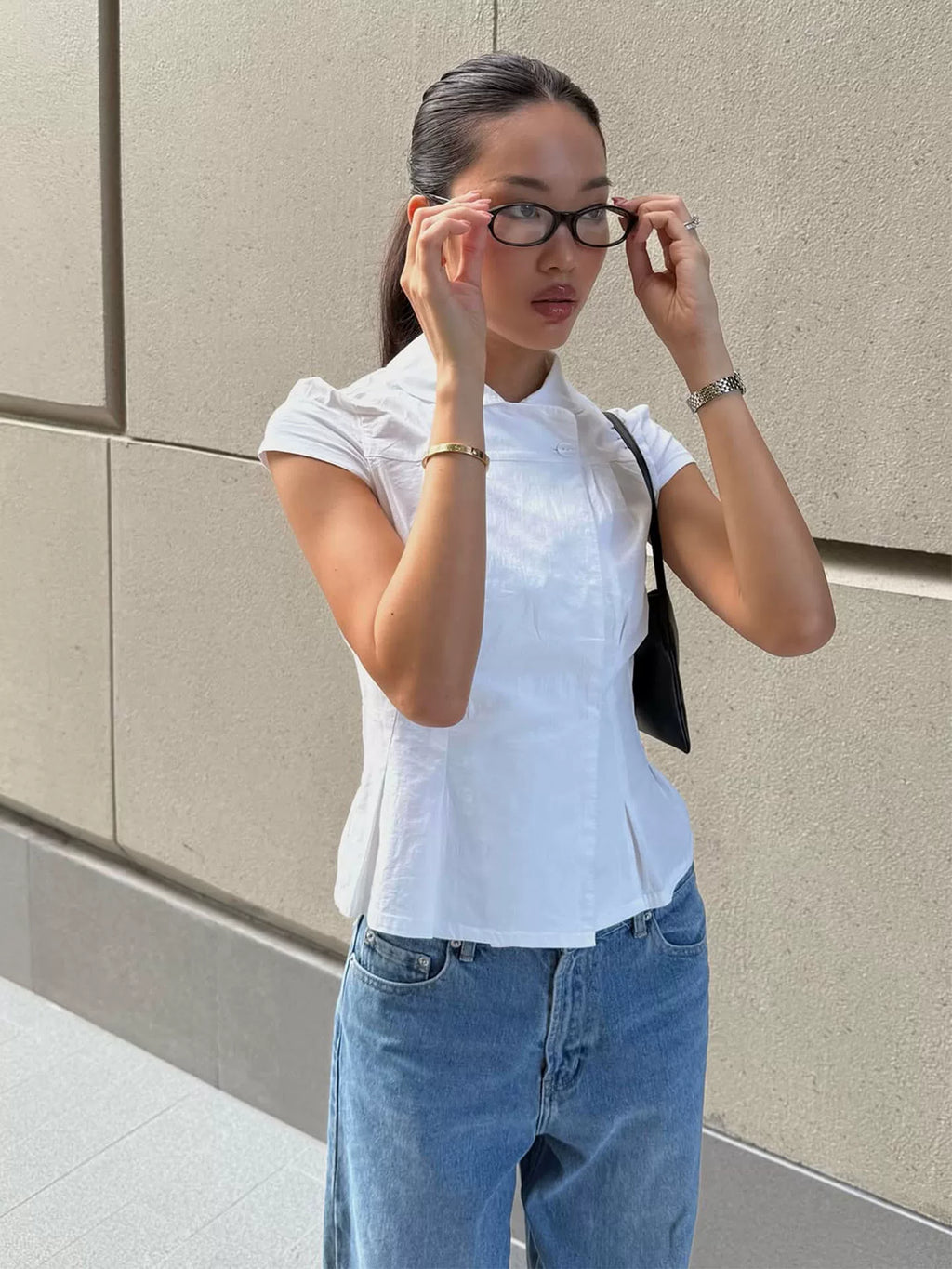 Missy Tailored Cap Sleeve Blouse