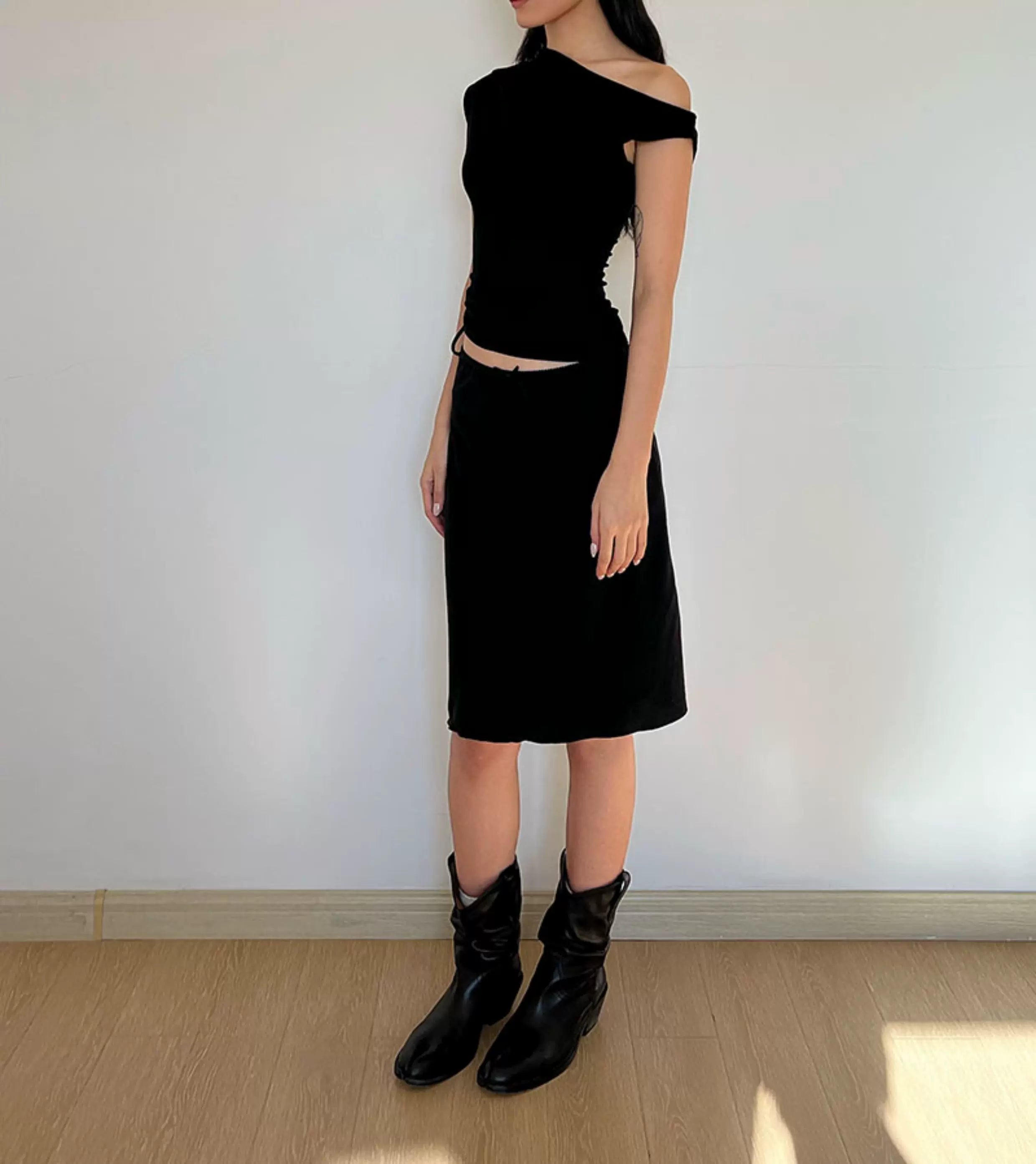 Asymmetric Drape Shoulder Top