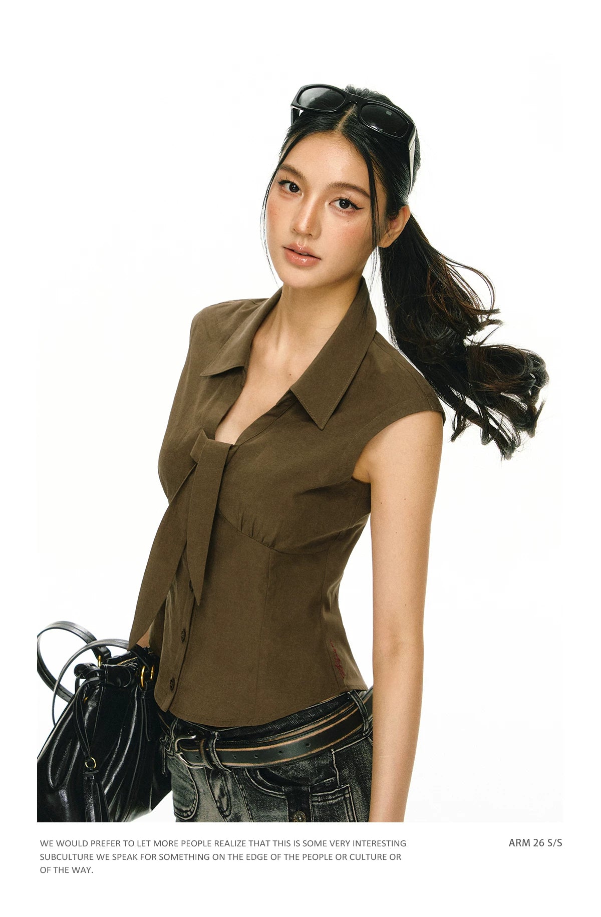 Tailored Sleeveless Tie Blouse