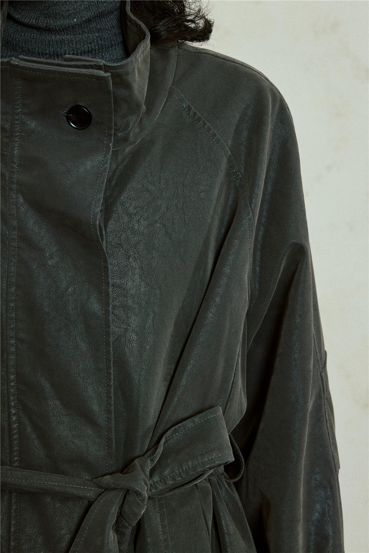 Nomad Matte Leather Trench Coat