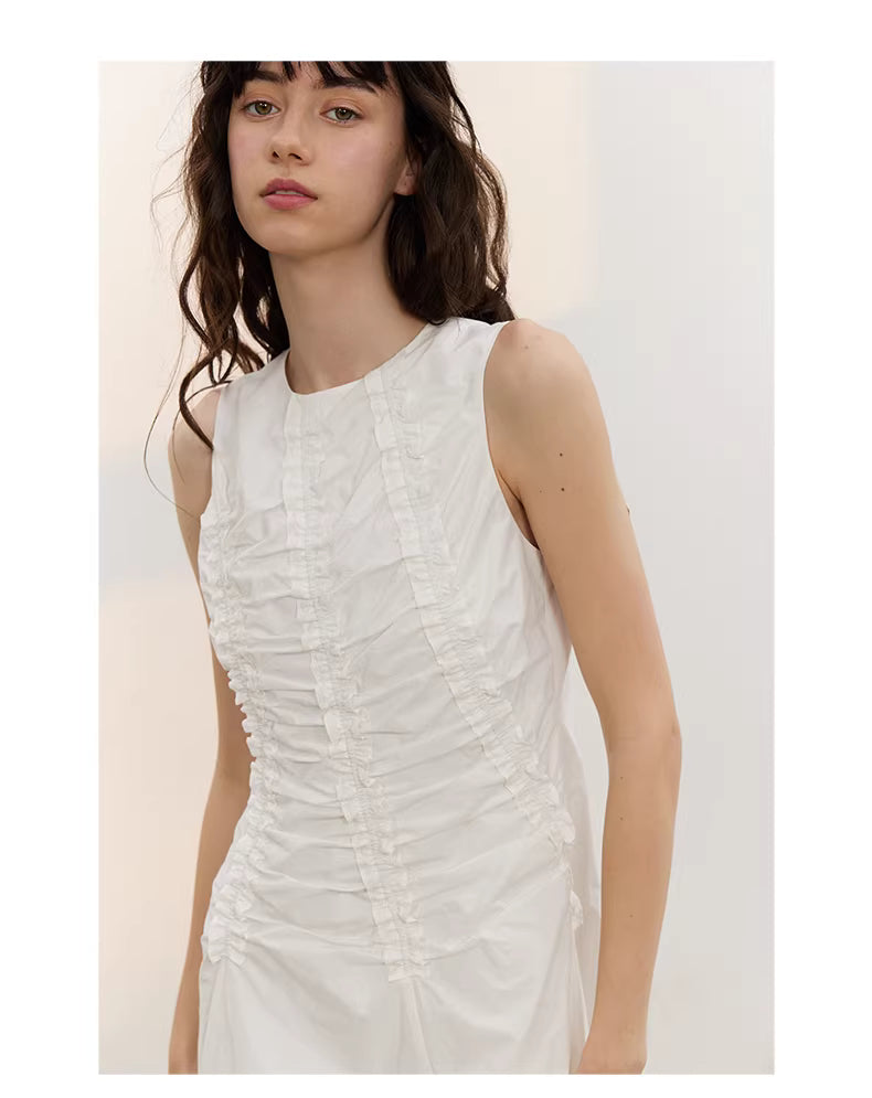 Arbour Ruched Column Dress in White or Black Ink