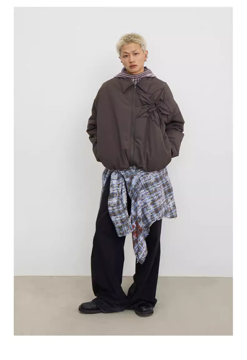 Floral Sunburst Ruched Padded Jacket