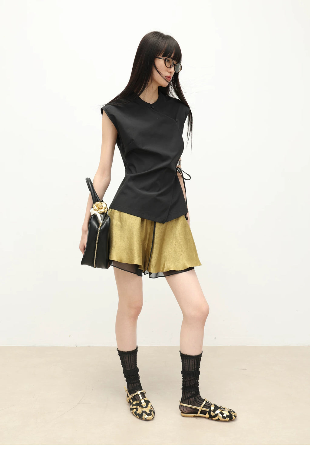 Asymmetric Wrap Sleeveless Top