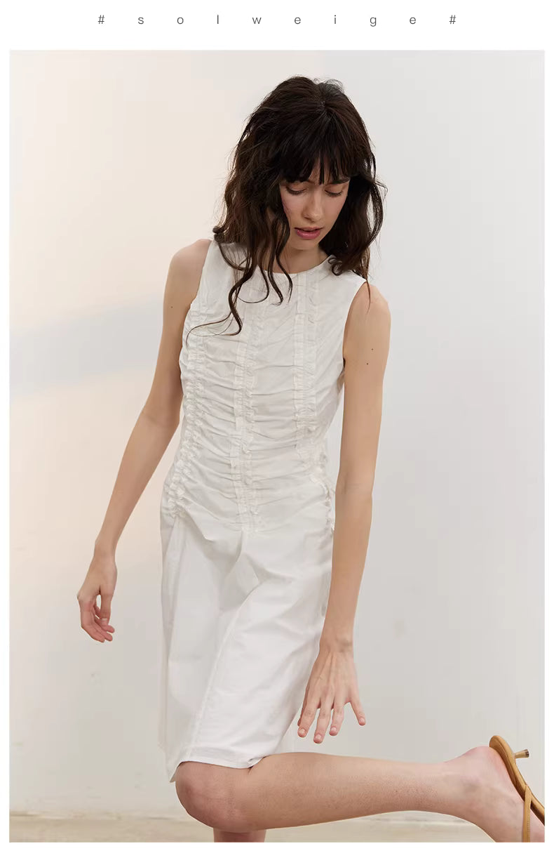 Arbour Ruched Column Dress in White or Black Ink