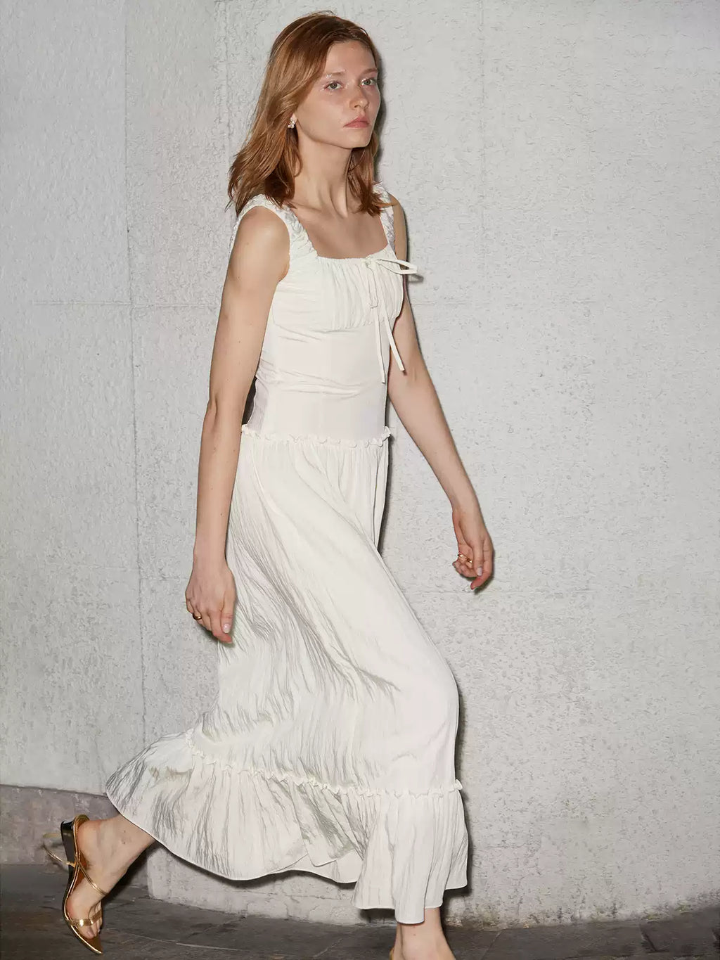 Ruched Ribbon Maxi Dress