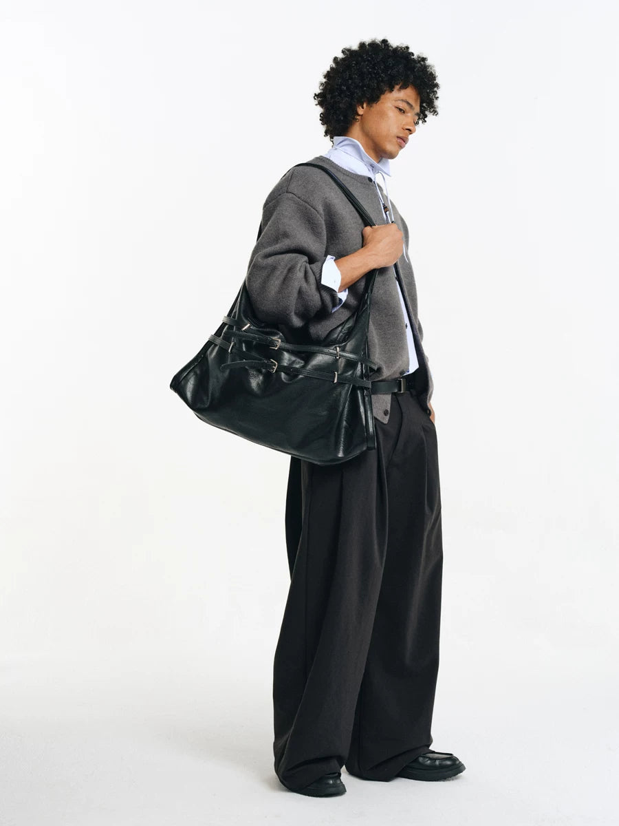 Strapped Buckle Soft-Structure Shoulder Bag