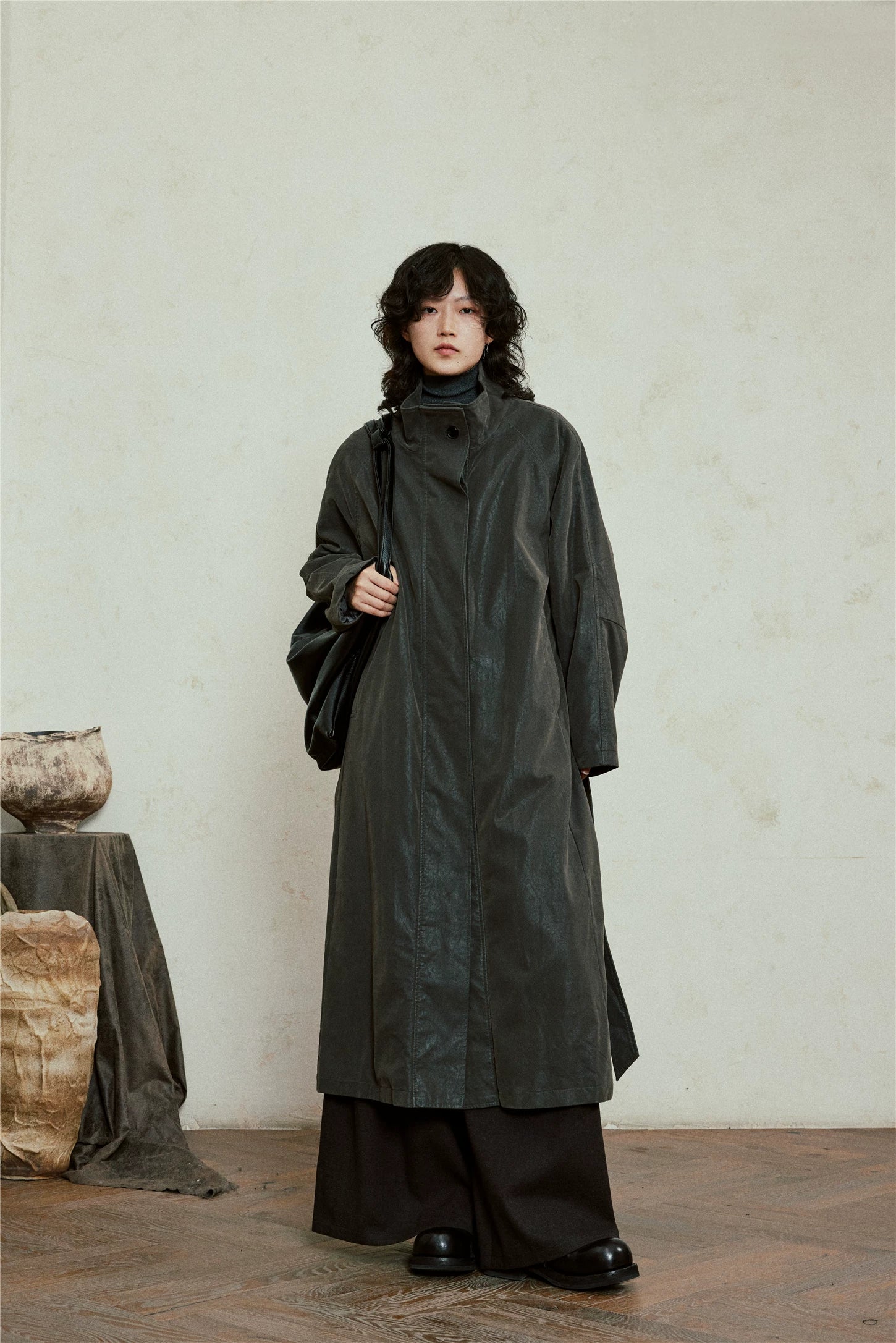 Nomad Matte Leather Trench Coat