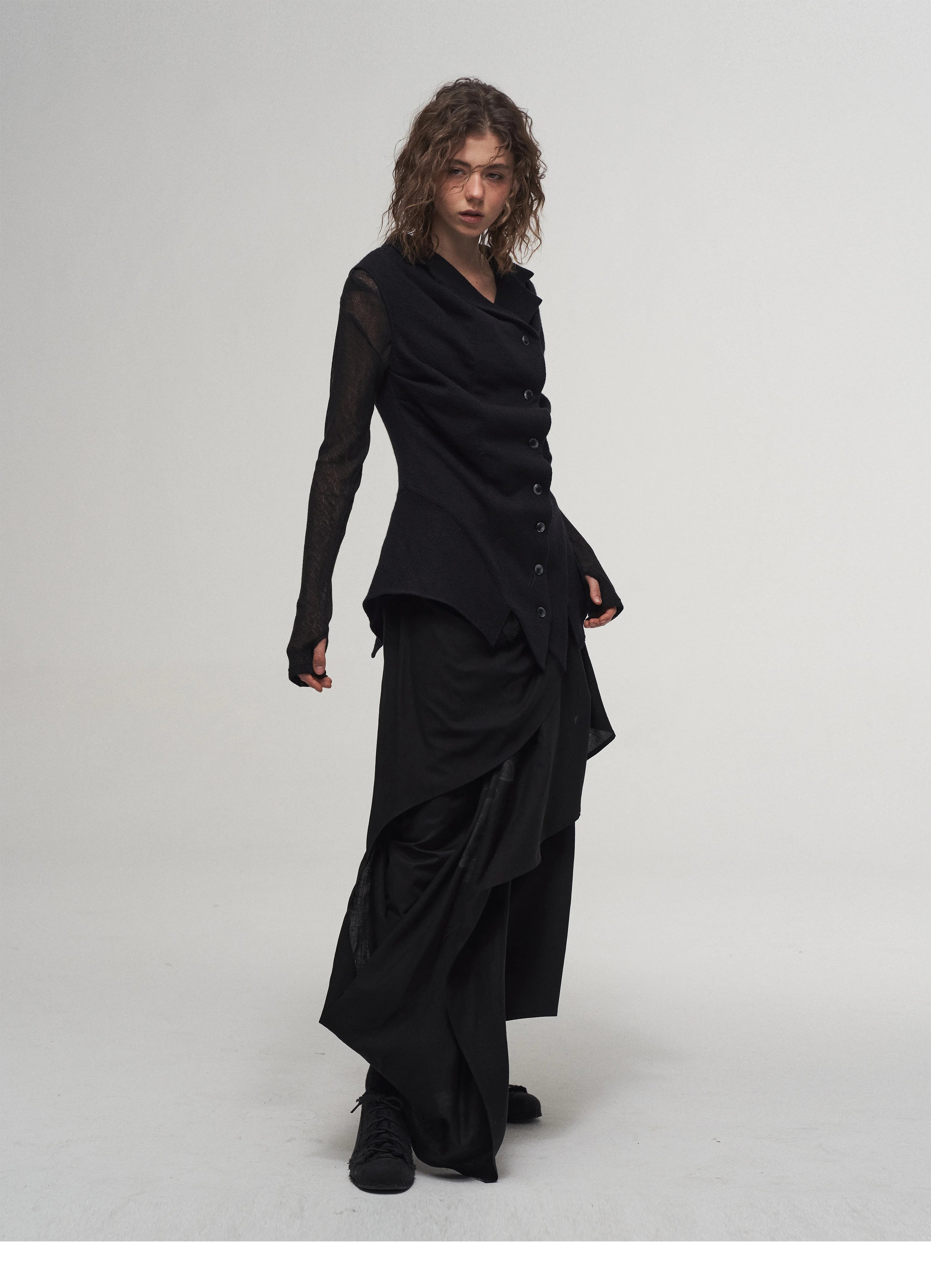 Layered Drape Maxi Skirt