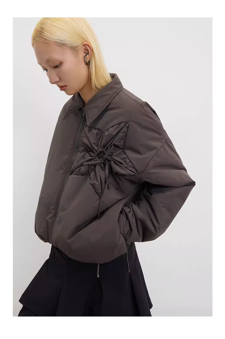 Floral Sunburst Ruched Padded Jacket