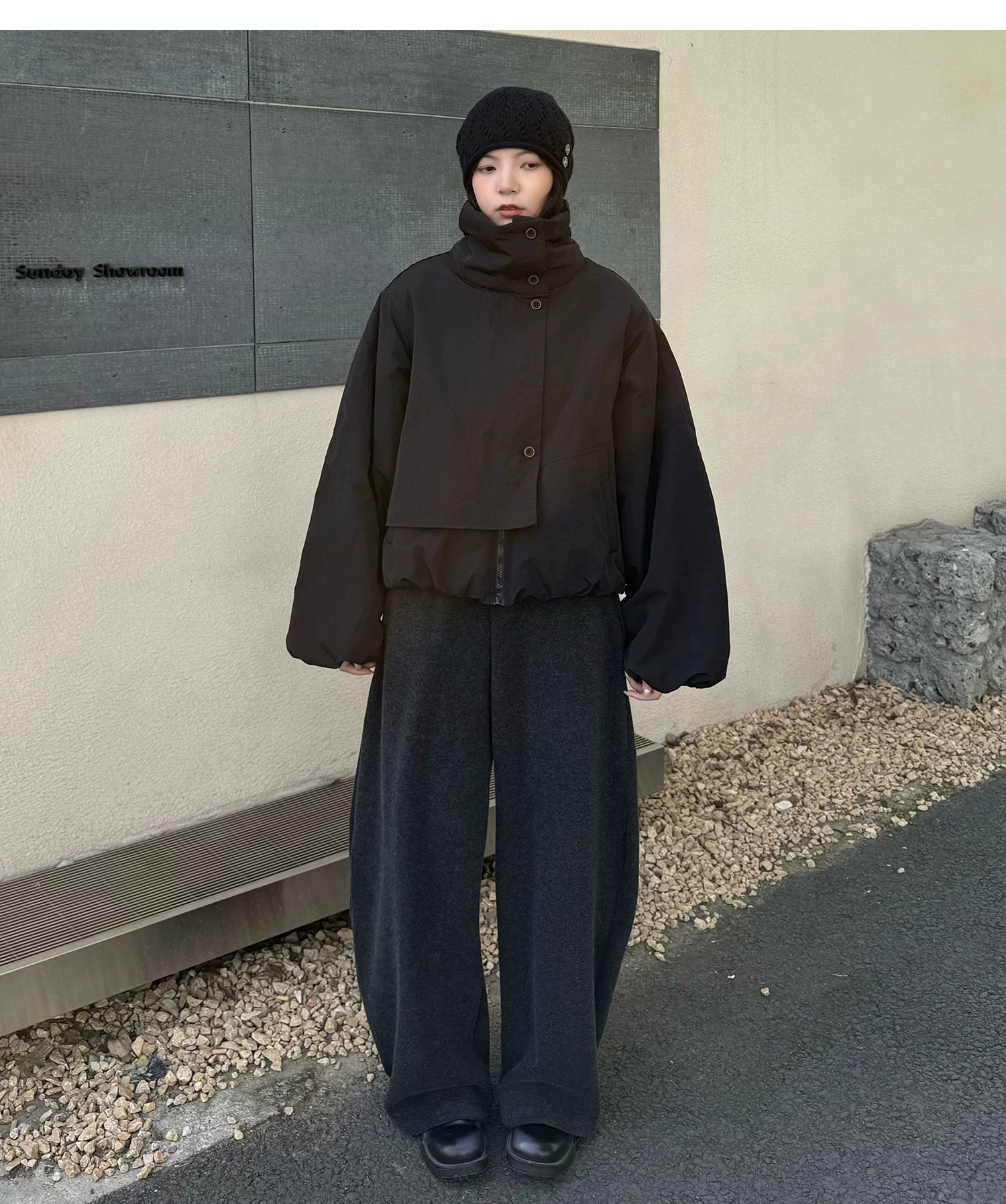 Vector Overlap Funnel-Neck Blouson