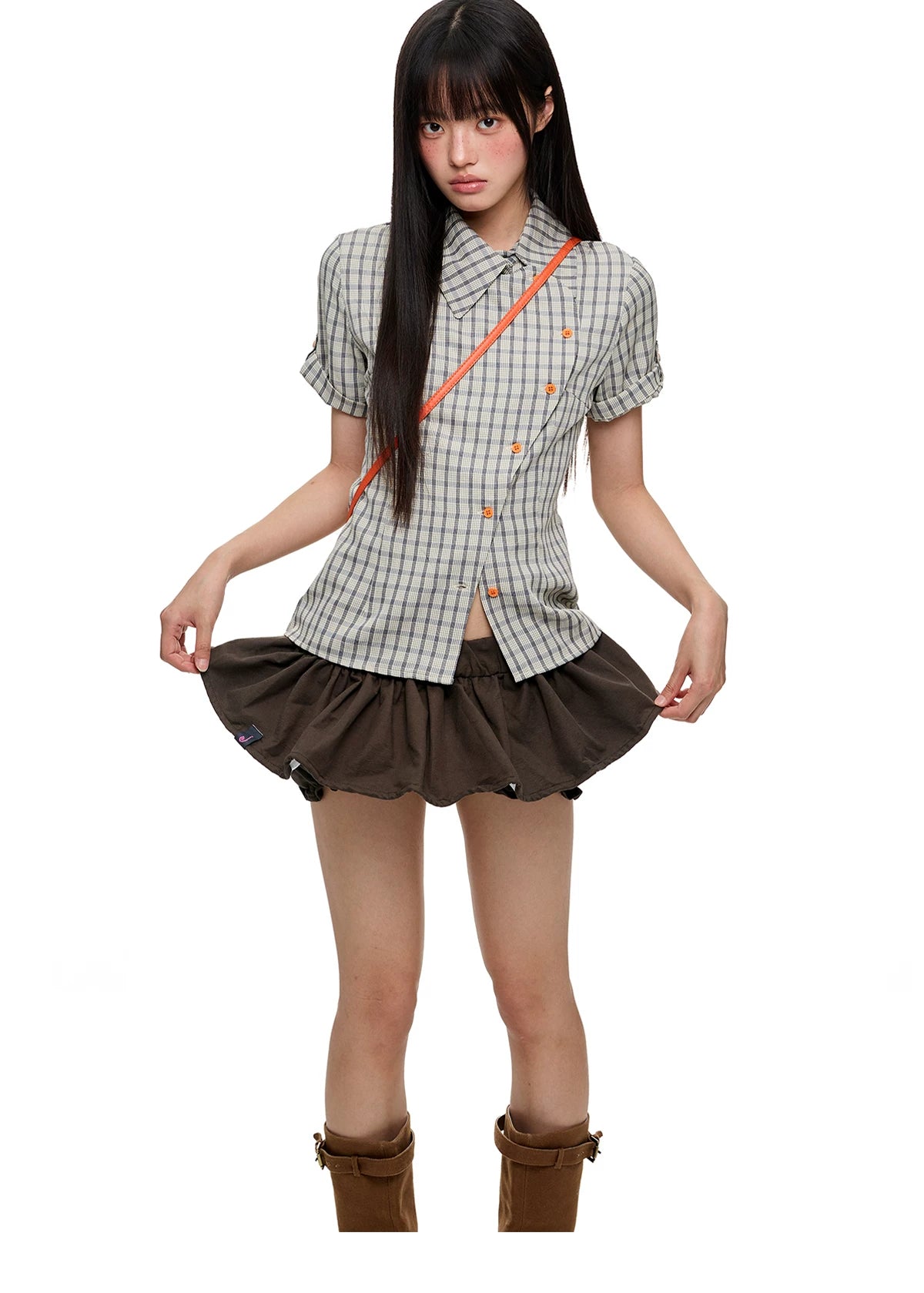 Asymmetric Check Tailored Shirt