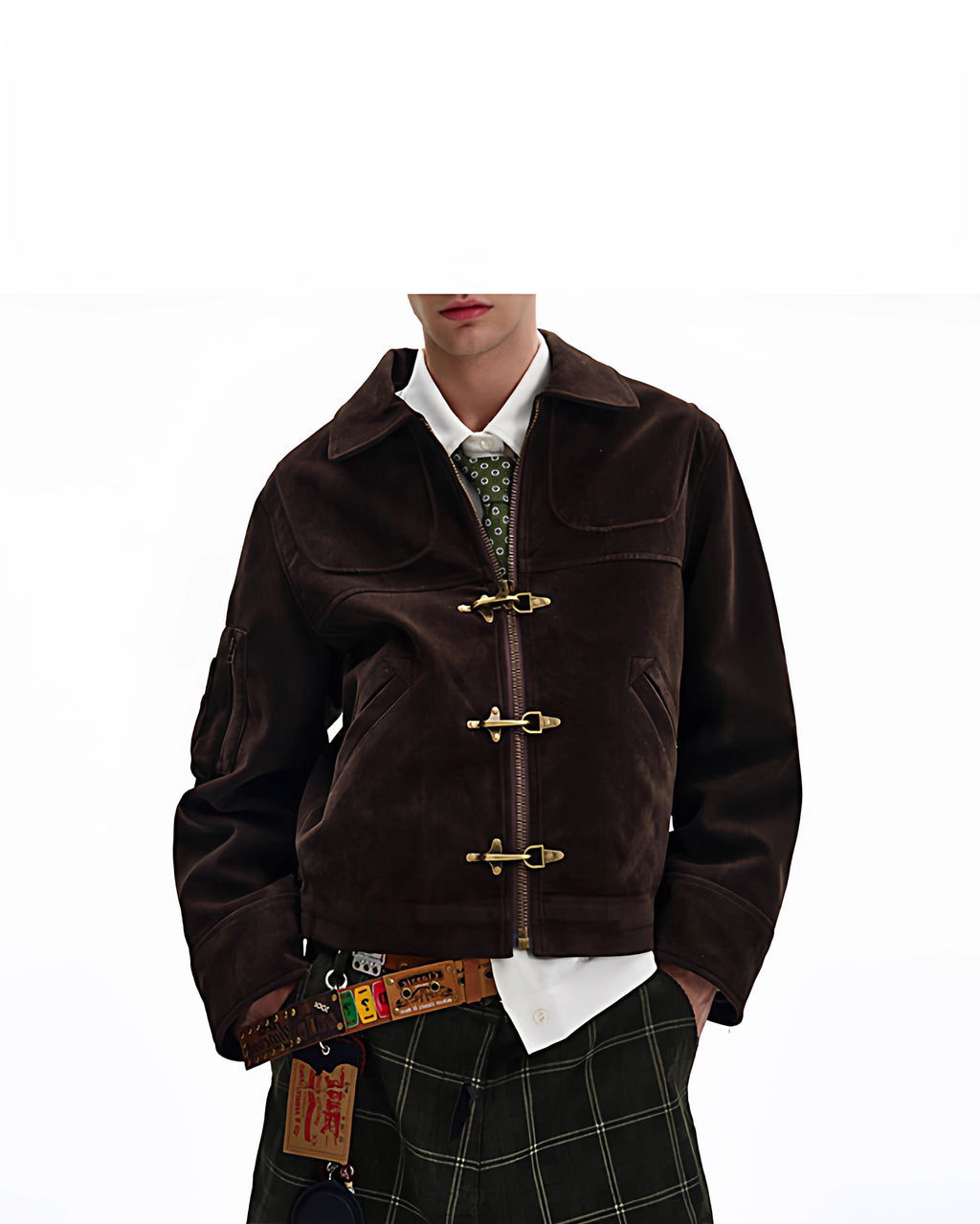 Croc-Clasp Suede Bomber