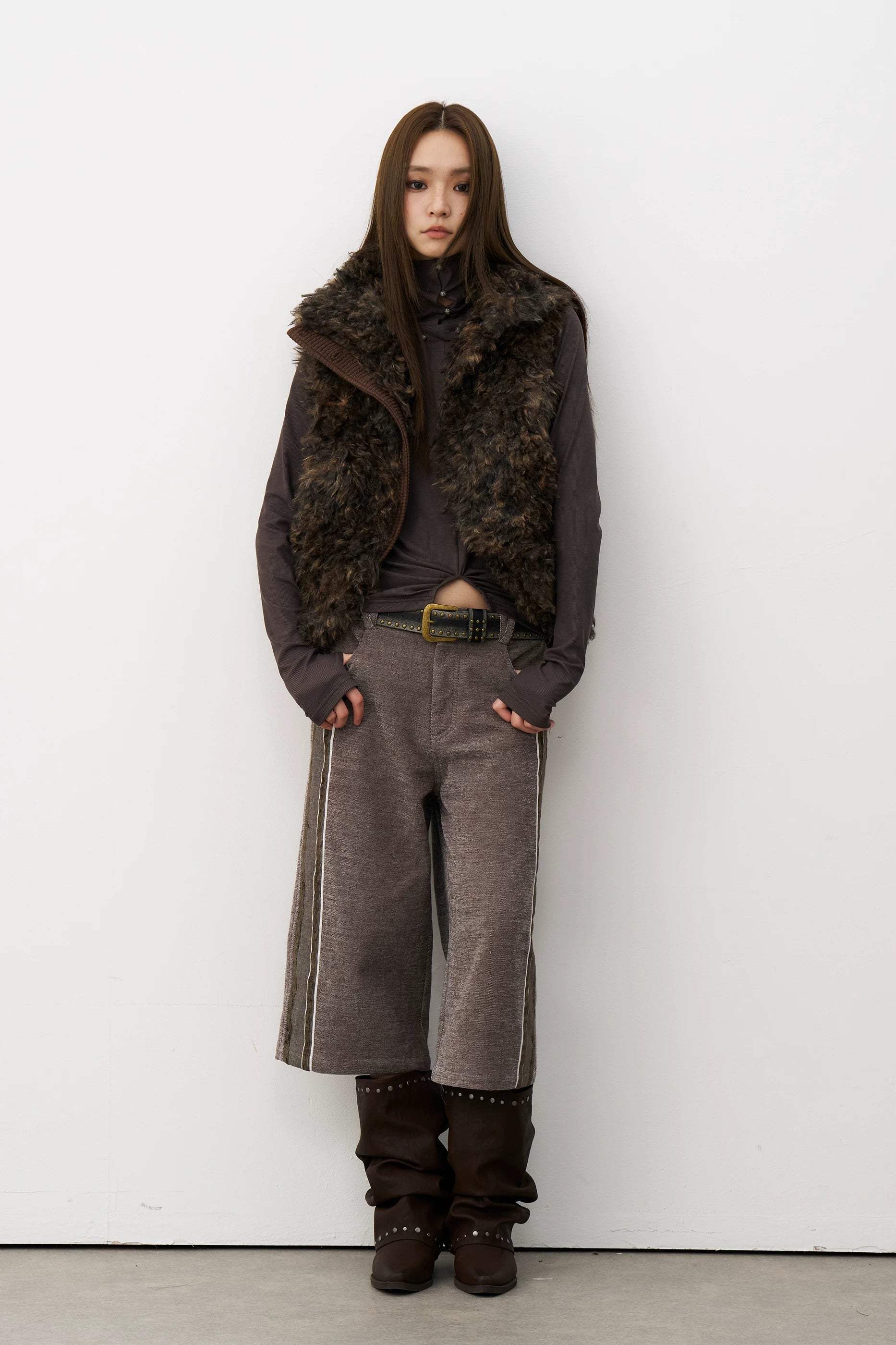 Mottled Faux Fur Vest