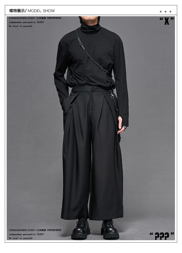 Pleated Trousers with Adjustable Waist