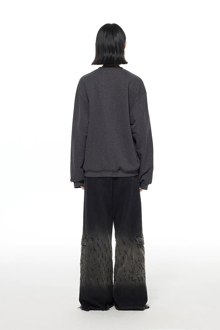 Distressed Cut-Out Oversized Sweatshirt