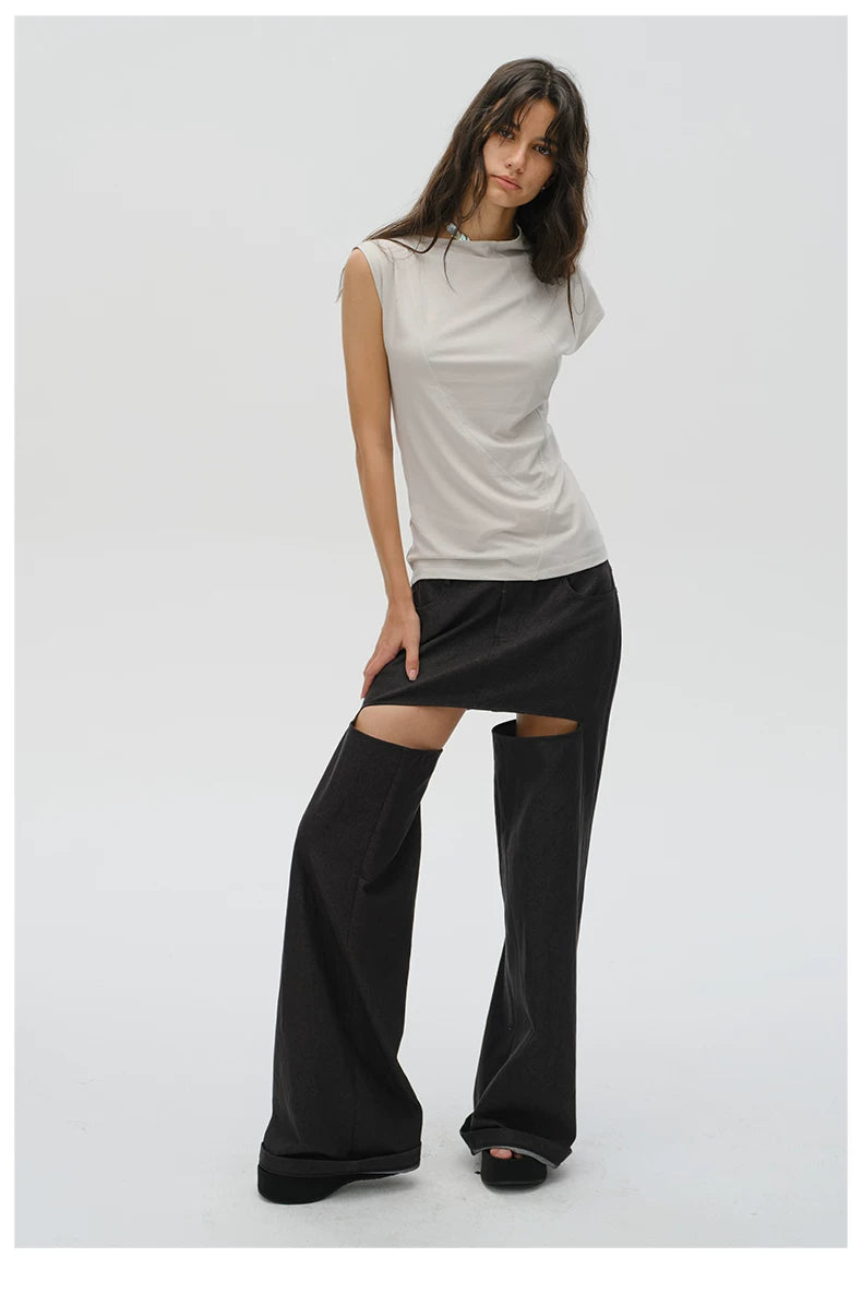 Contour Seam Cap Sleeve Top