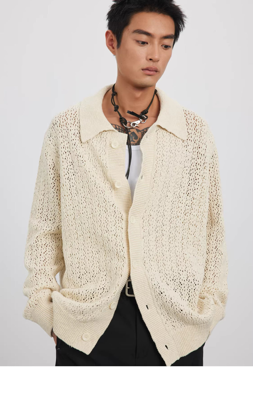Raschel Matrix Knit Transitional Cardigan