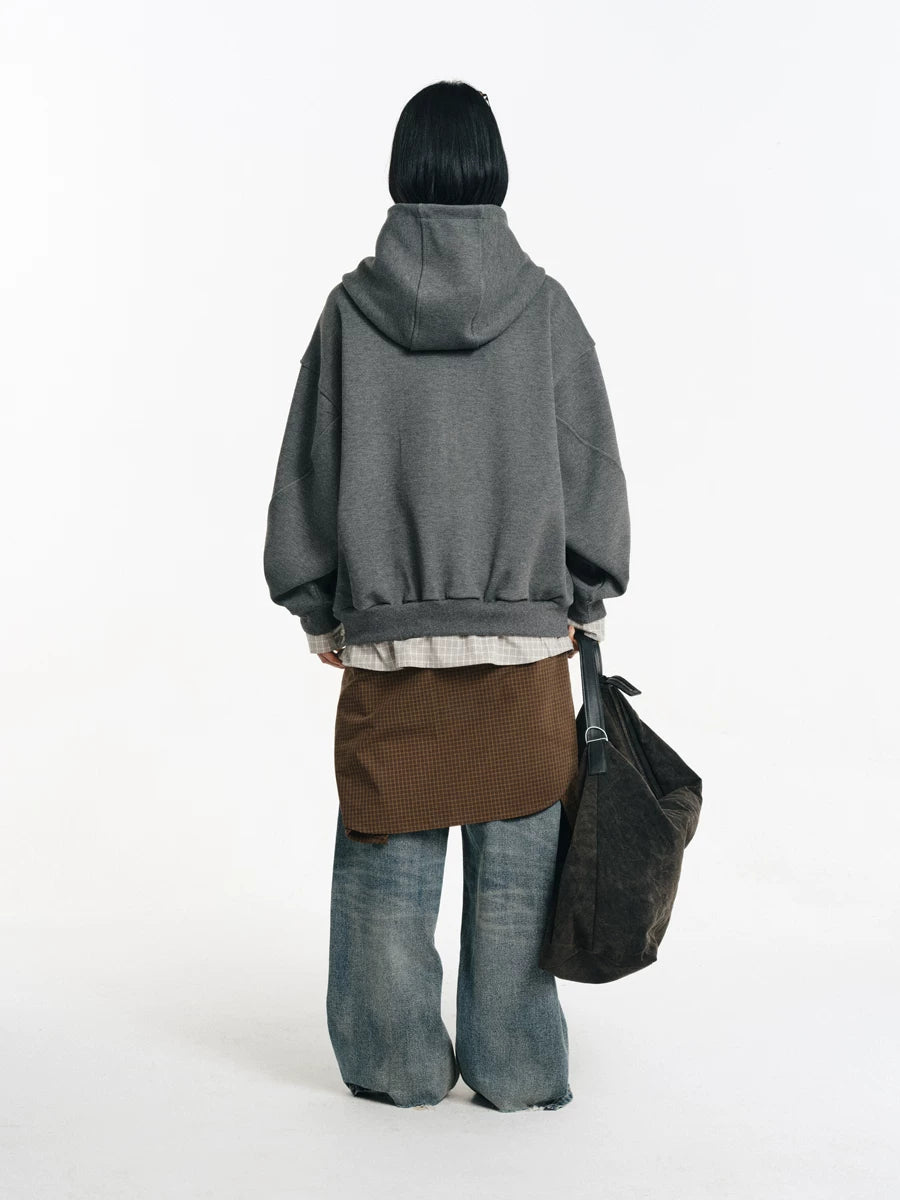 Detachable Plaid Layer Hoodie