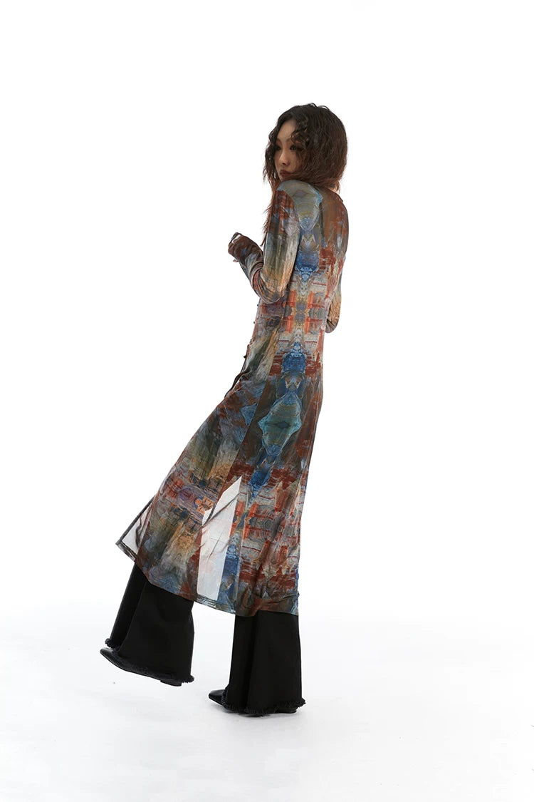 Veil Fresco Sheer Cardigan Dress