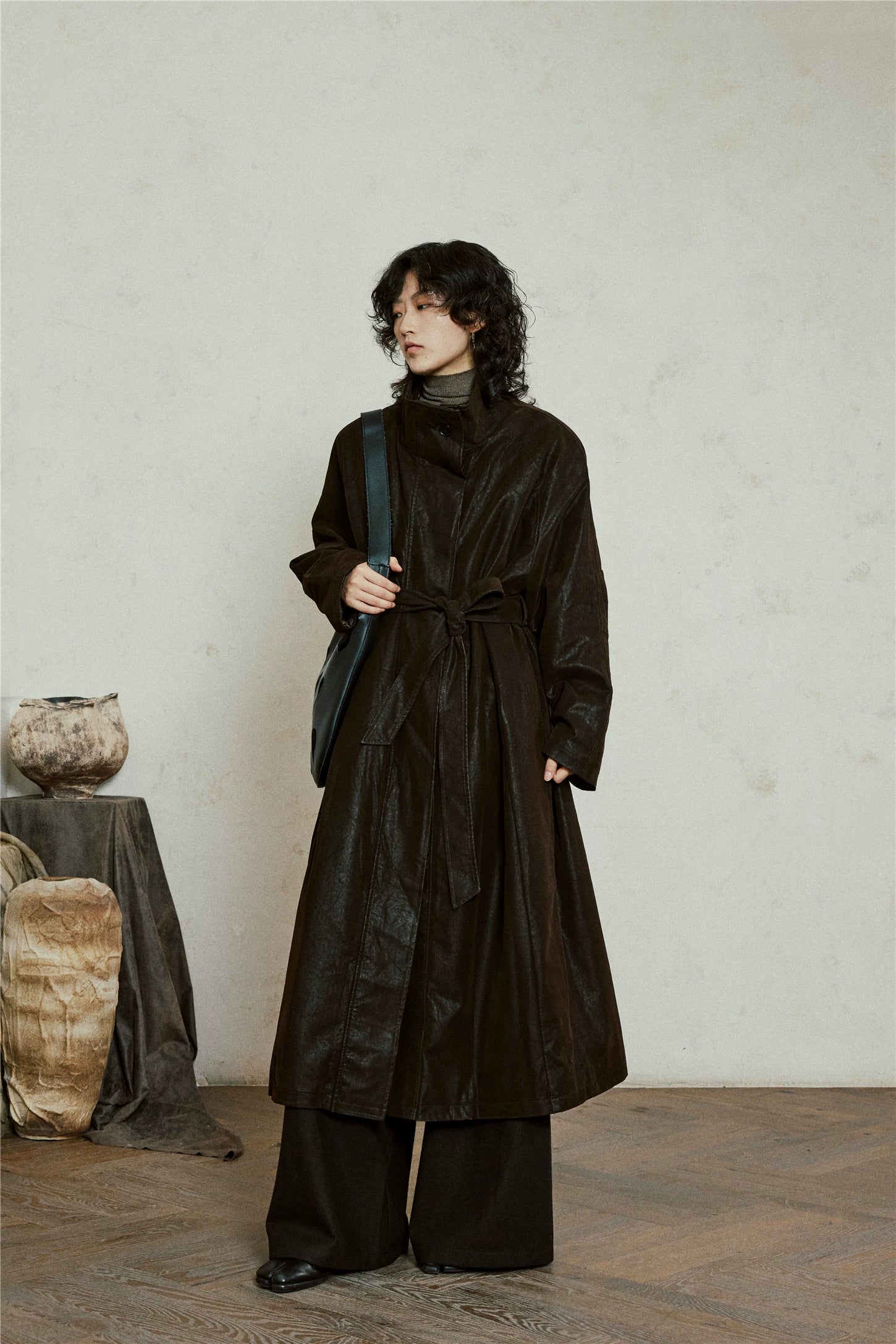 Nomad Matte Leather Trench Coat