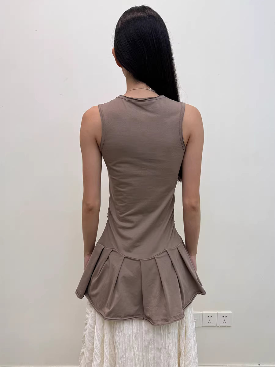 Henley Collar Camisole Mini Skirt Vest