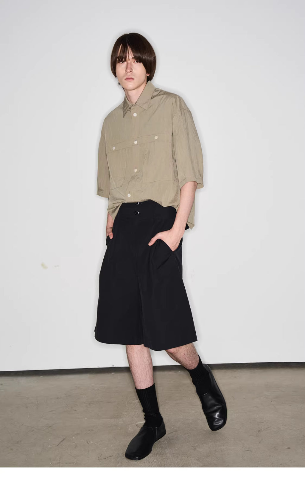 Fluid State Lapel Collar Button-Up Shirt