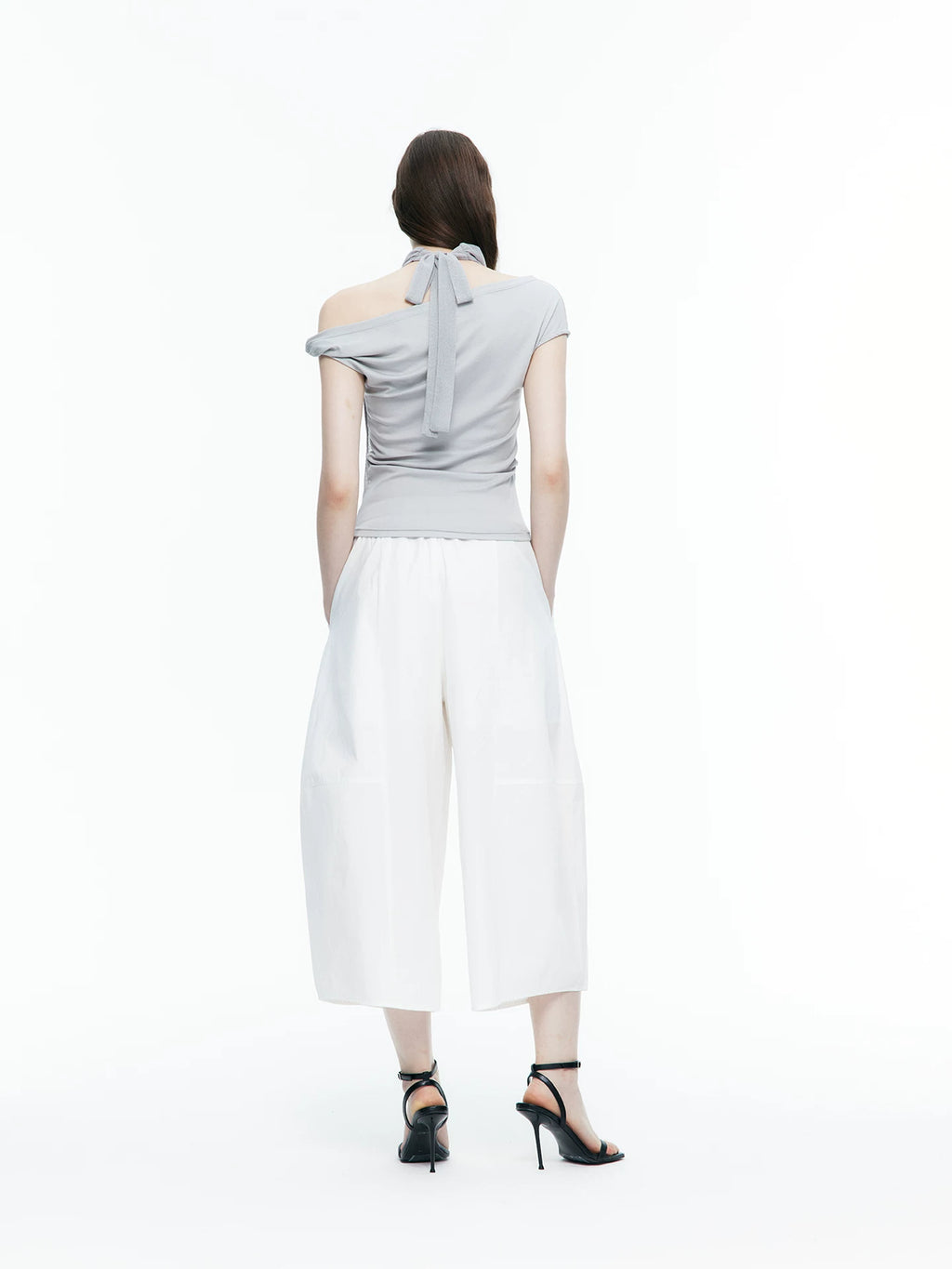 Asymmetric Scarf-Neck Knit Top