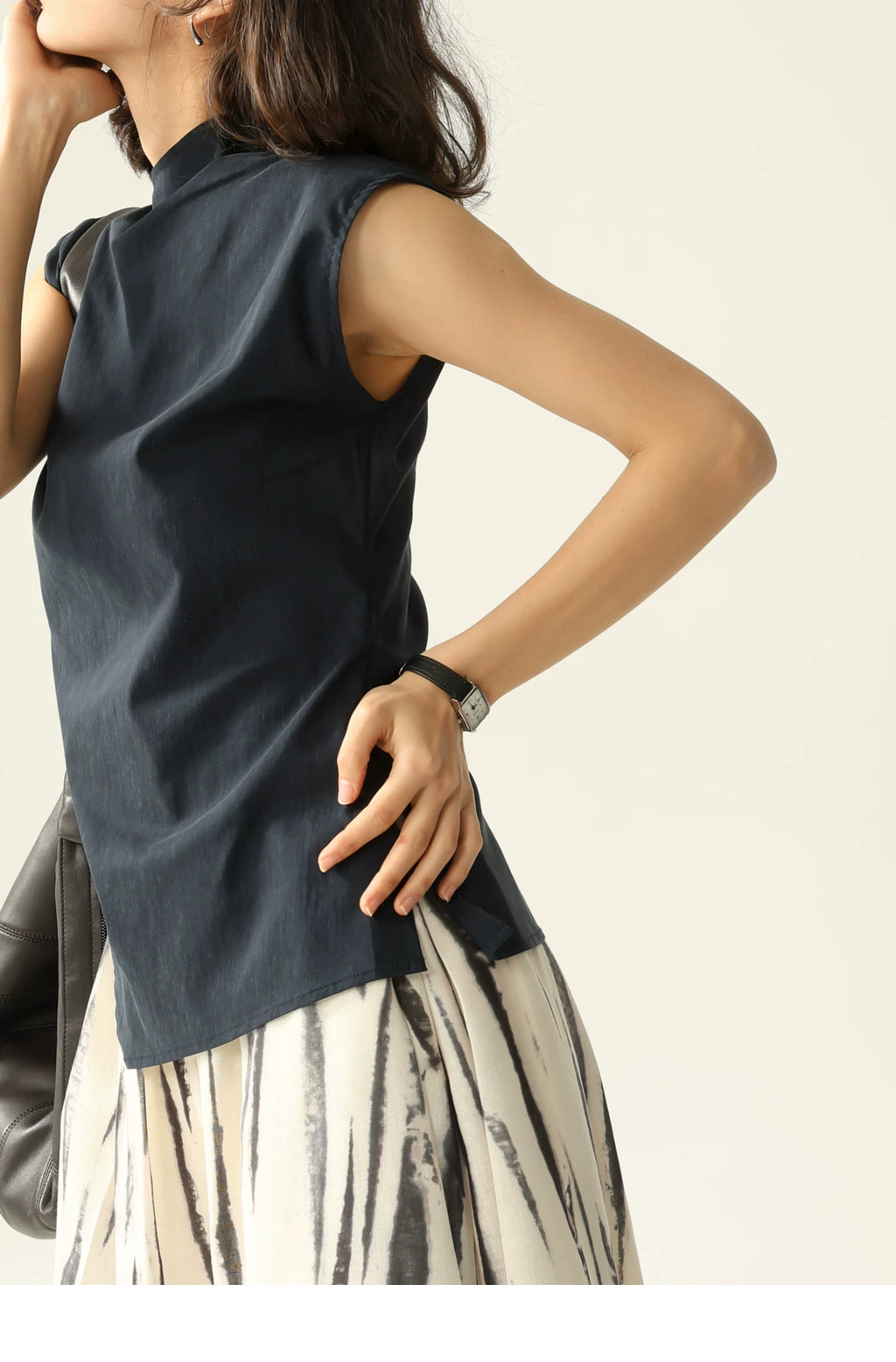 Lyocell Linen Sleeveless Top in Terracotta or Navy