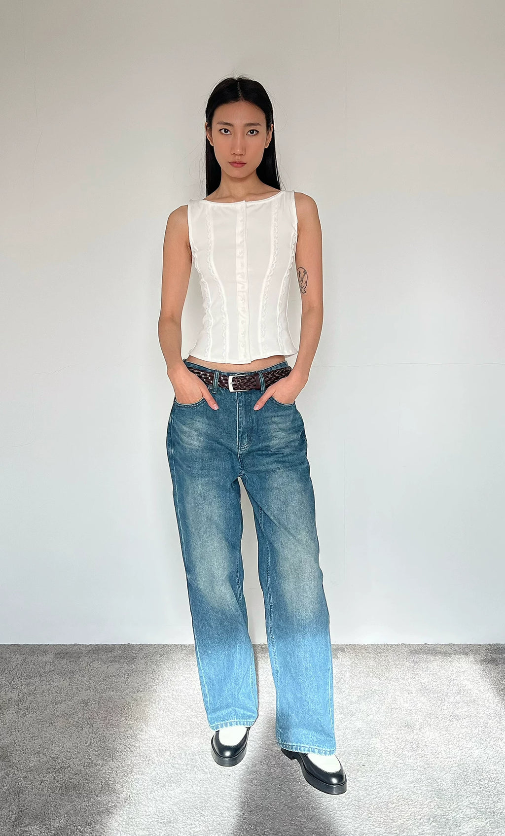 Contour Button Cotton Tank