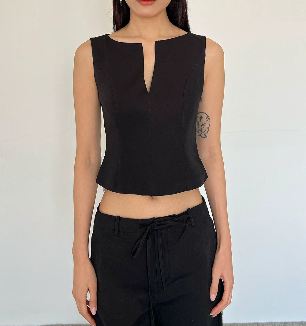 Sculpted Split-Neck Vest