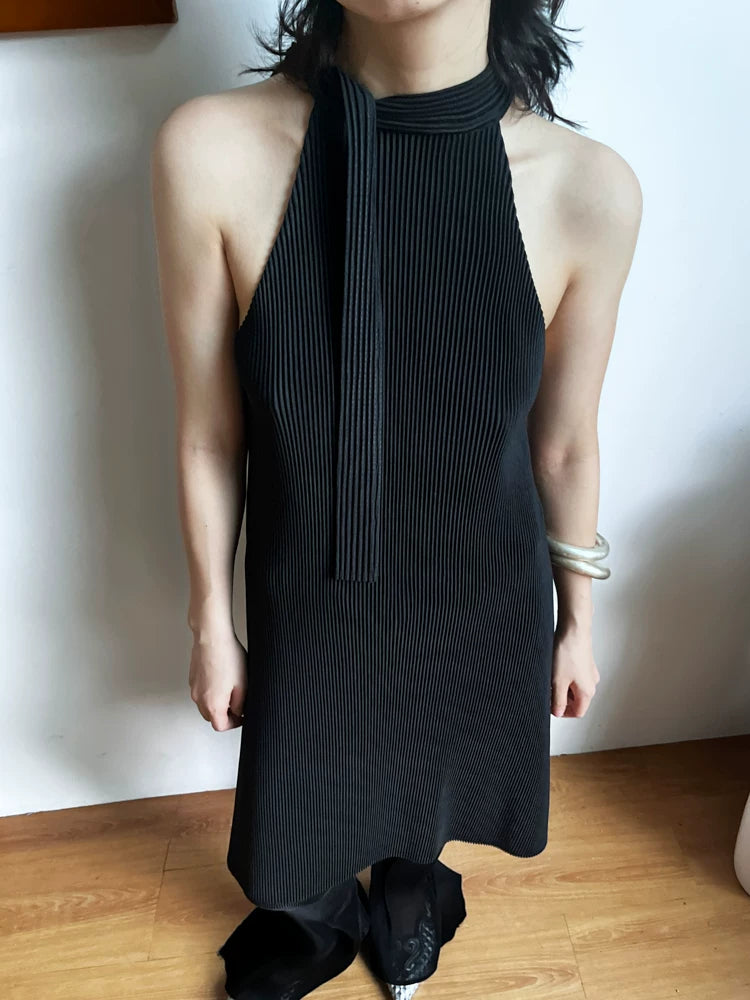 Nocturne Pleat Halter Dress