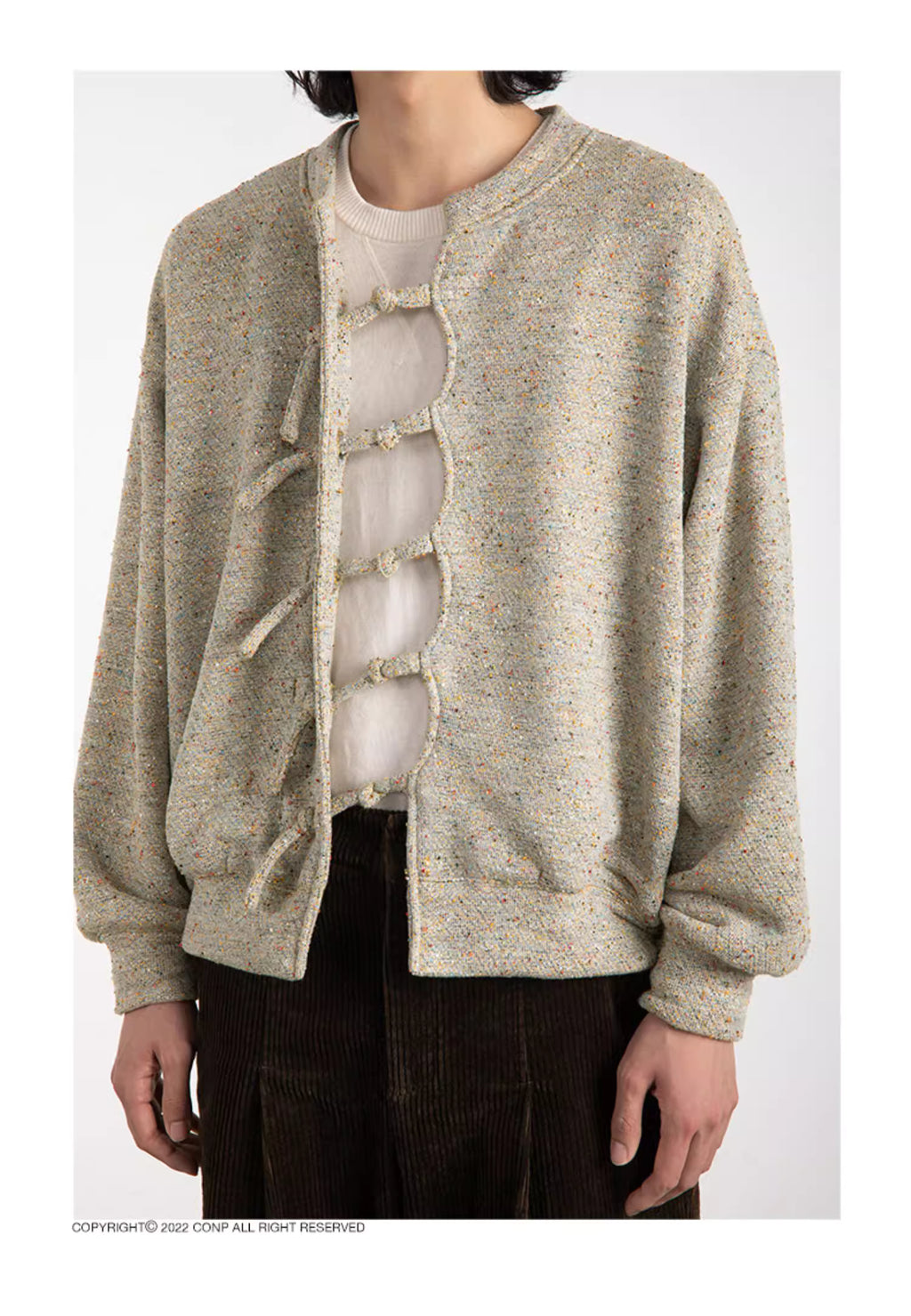 Reversible Knit Cardigan with Frog Closures