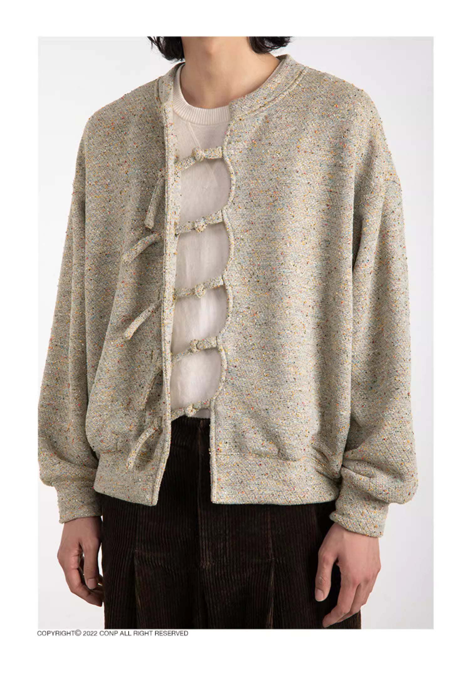 Reversible Knit Cardigan with Frog Closures