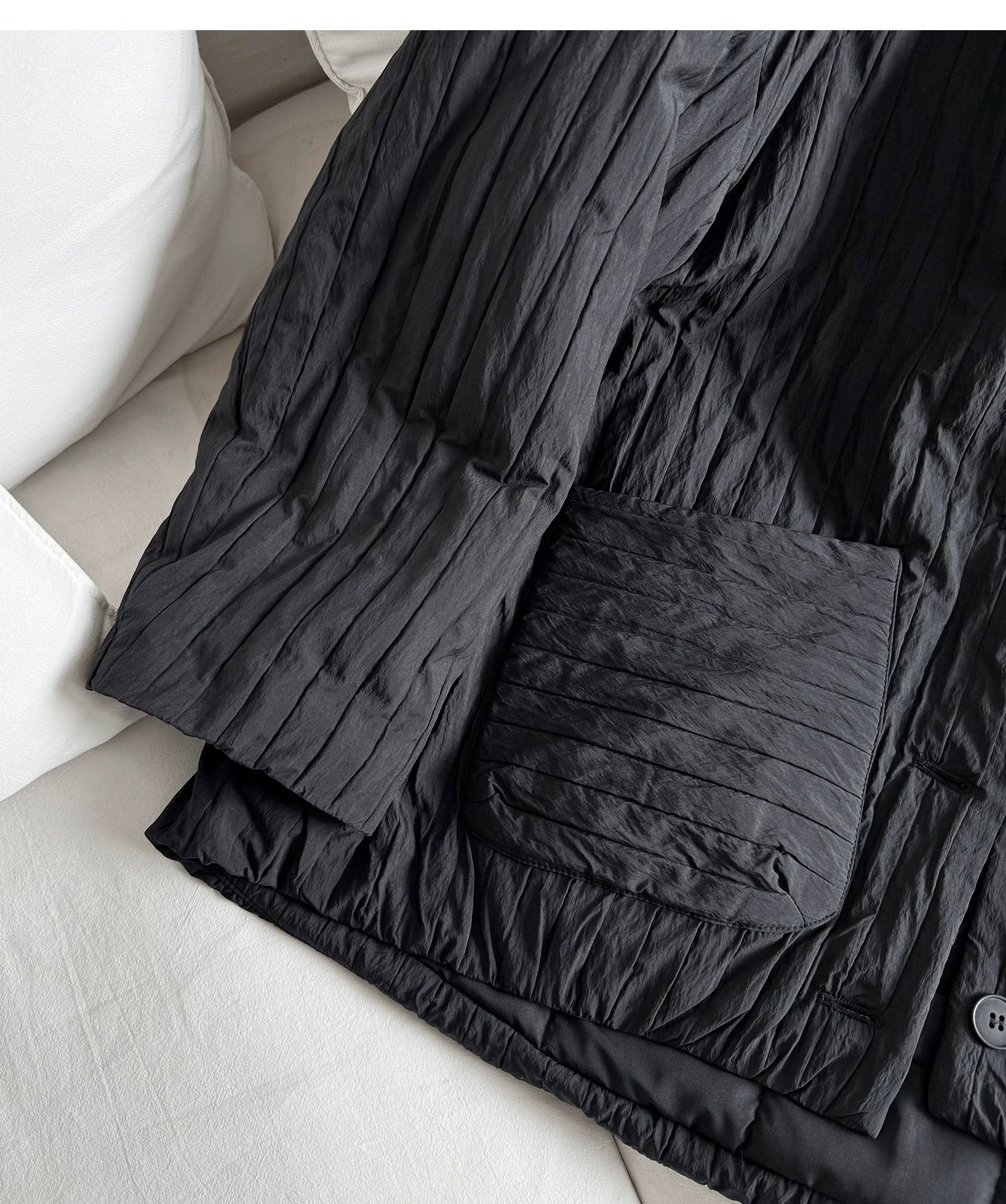 Crinkled Quilted Utility Jacket – Black