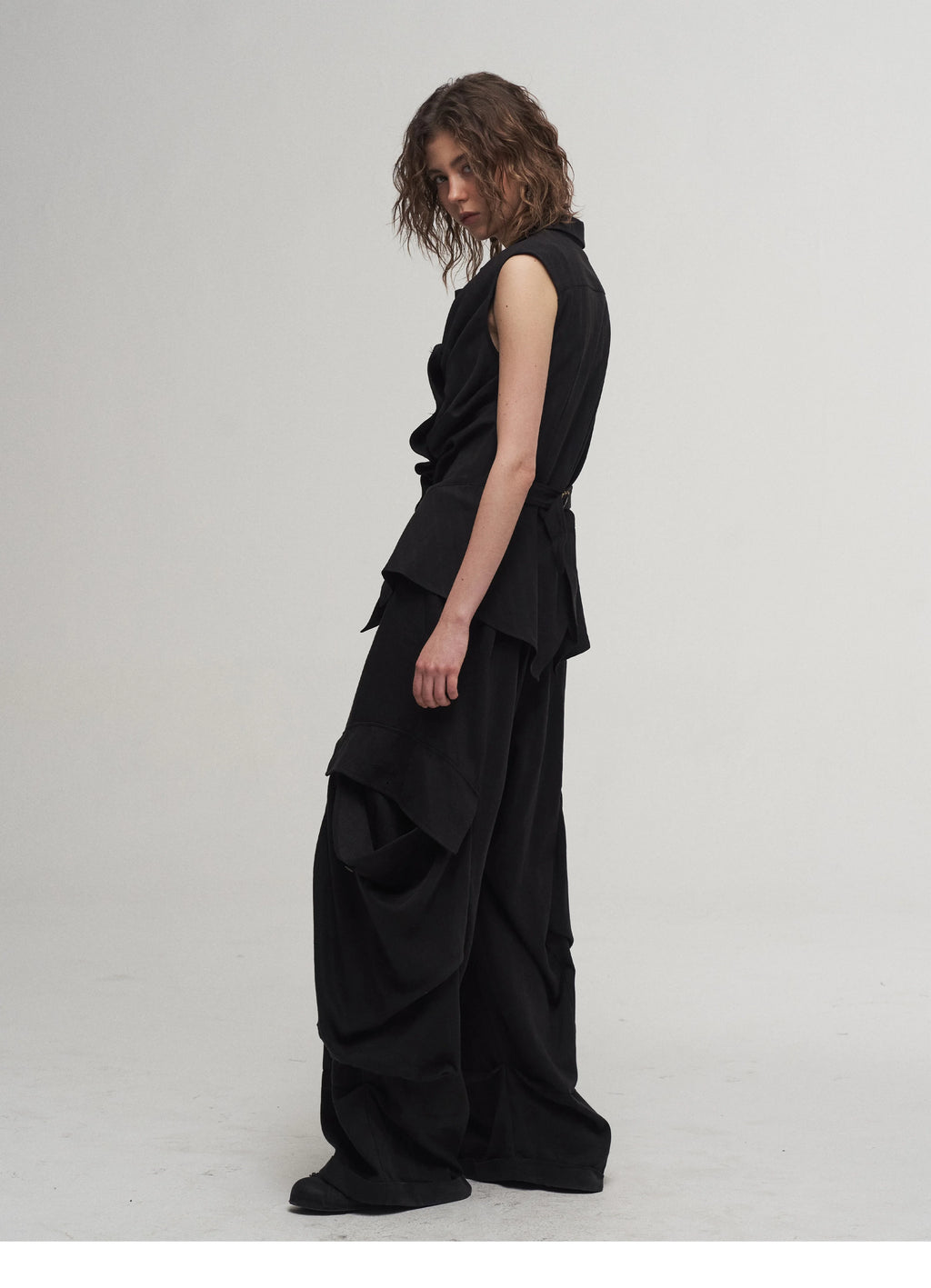 Draped Asymmetric Tailored Vest