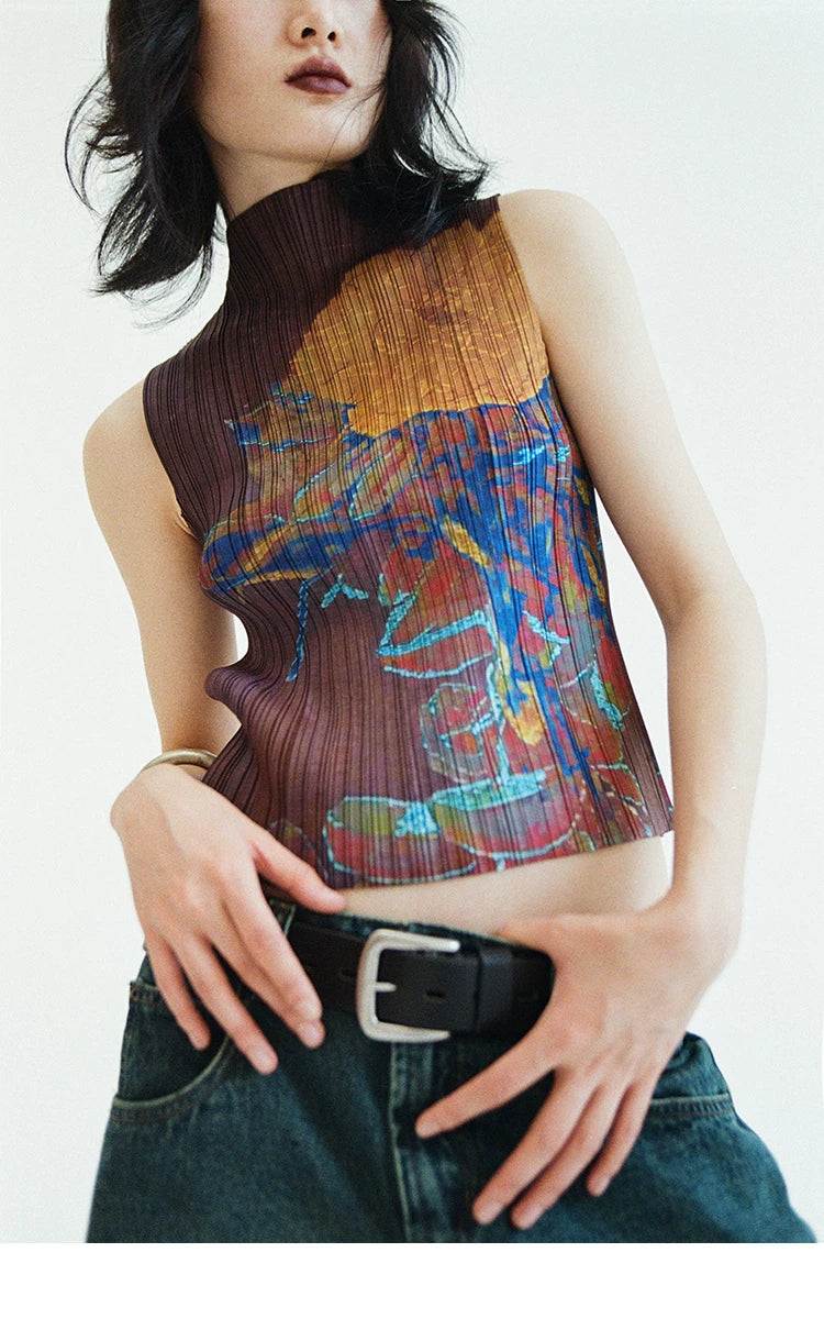 Chromatic Verdant Pleat Tank