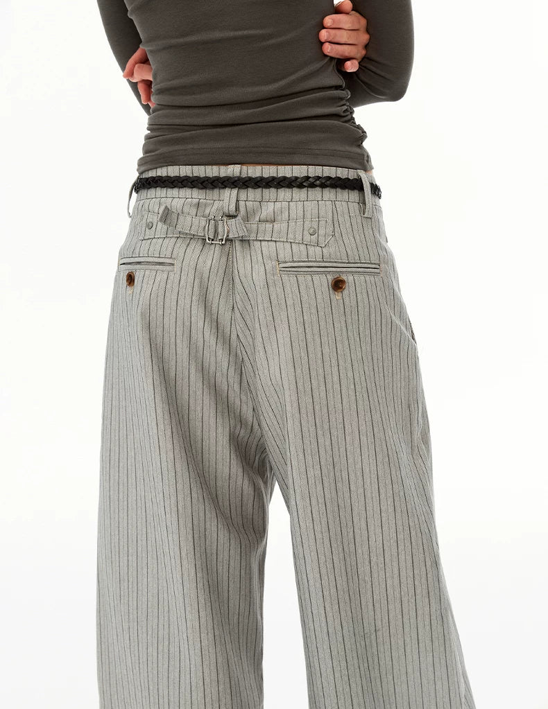 Pinstripe Wide-Leg Trousers