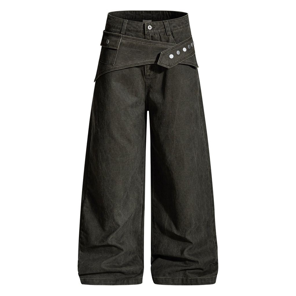 Removable Waistband Wide Leg Trousers