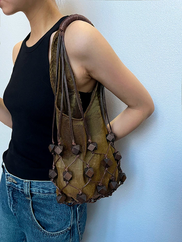 Cord Lattice Bead Bag