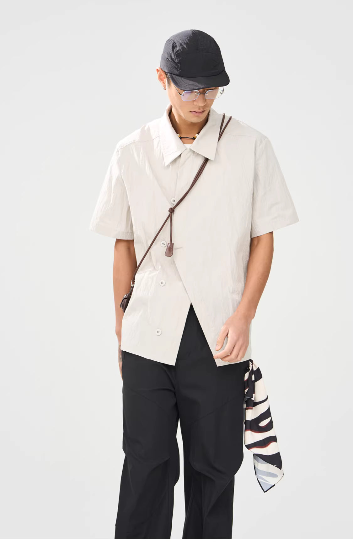 Technical Asymmetric Double-Breasted Shirt