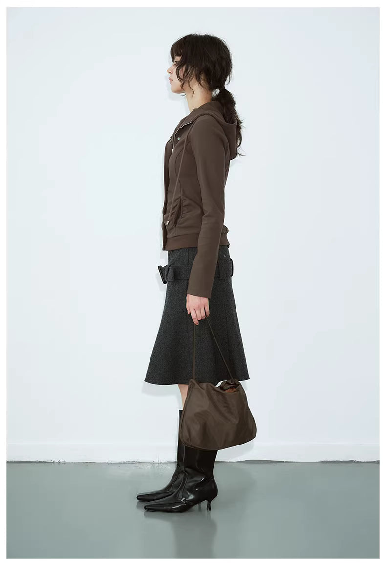 Apex Sculpt Hooded Jacket in Black Ink or Coffee