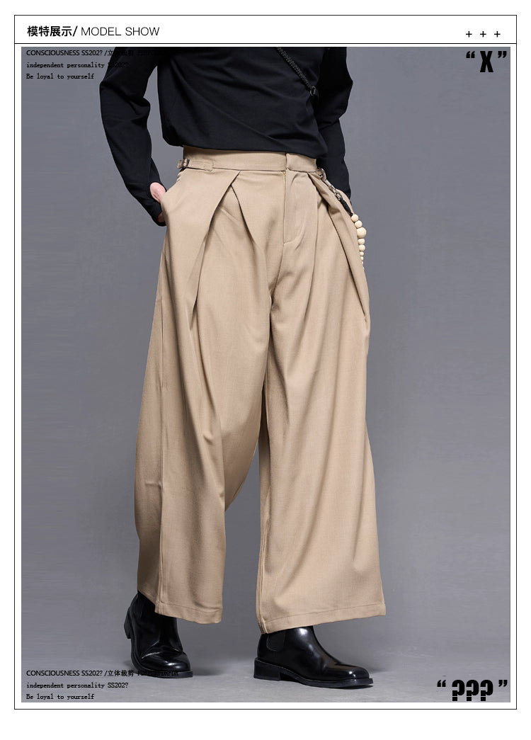 Pleated Trousers with Adjustable Waist