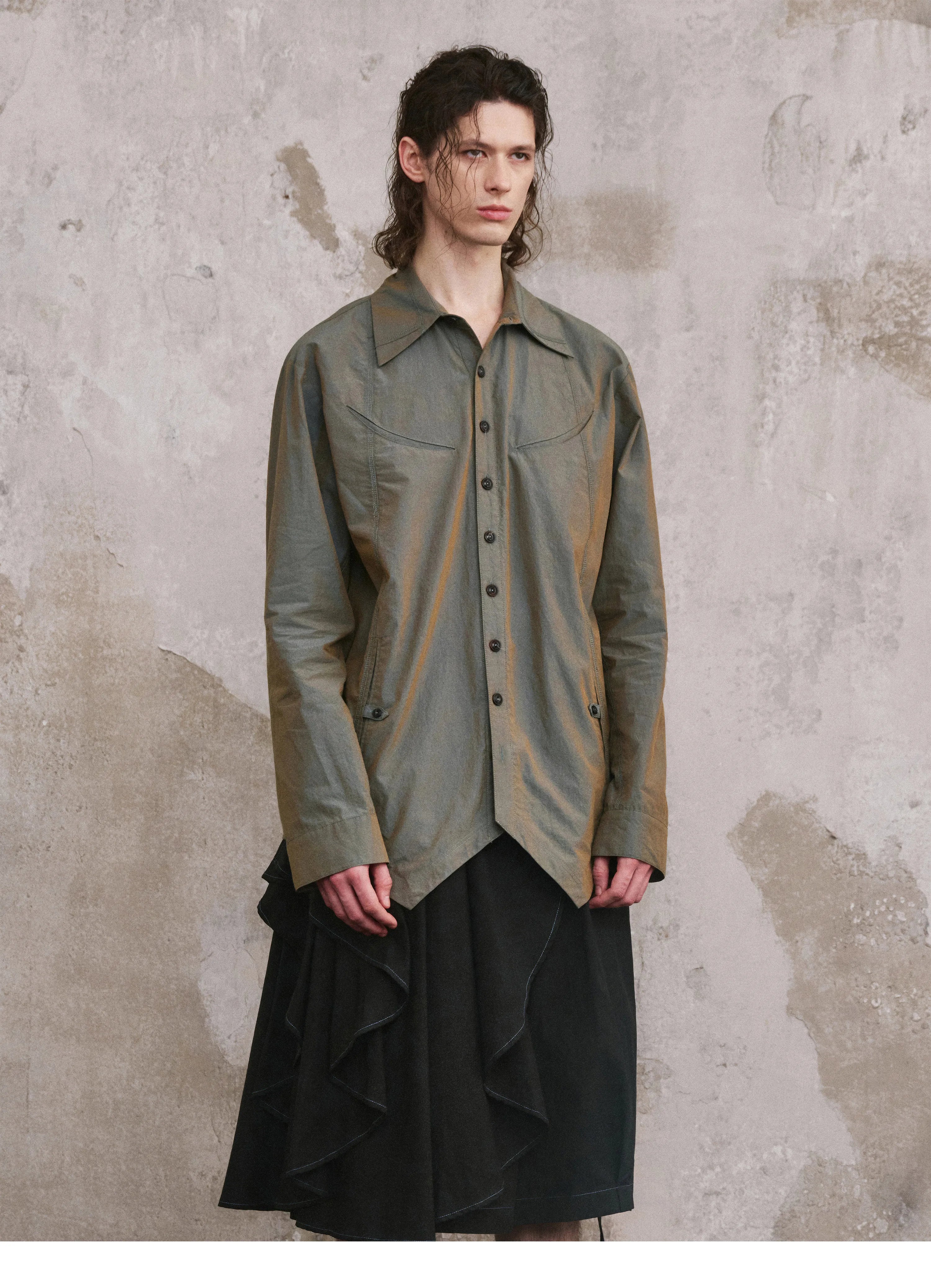 Asymmetric Draped Layered Shorts