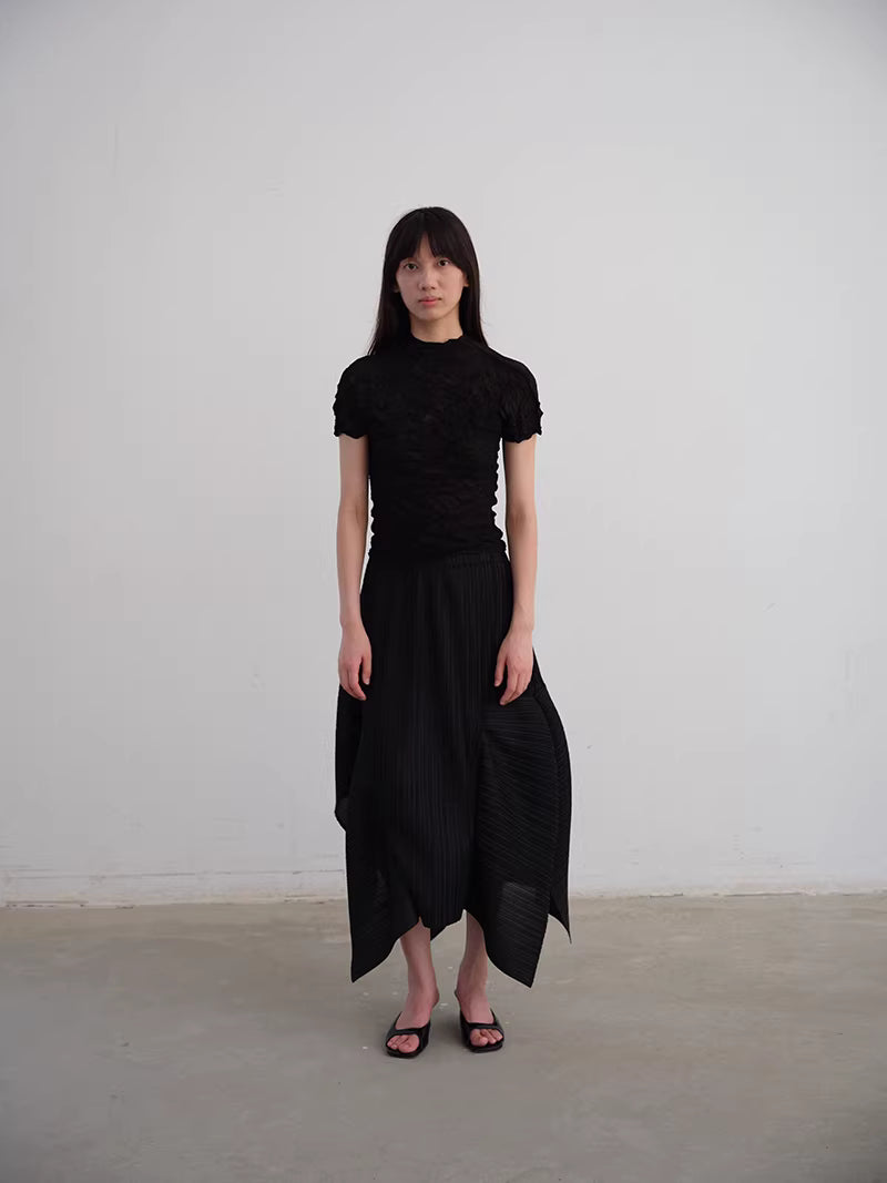 Shadow Pleat Midi Skirt