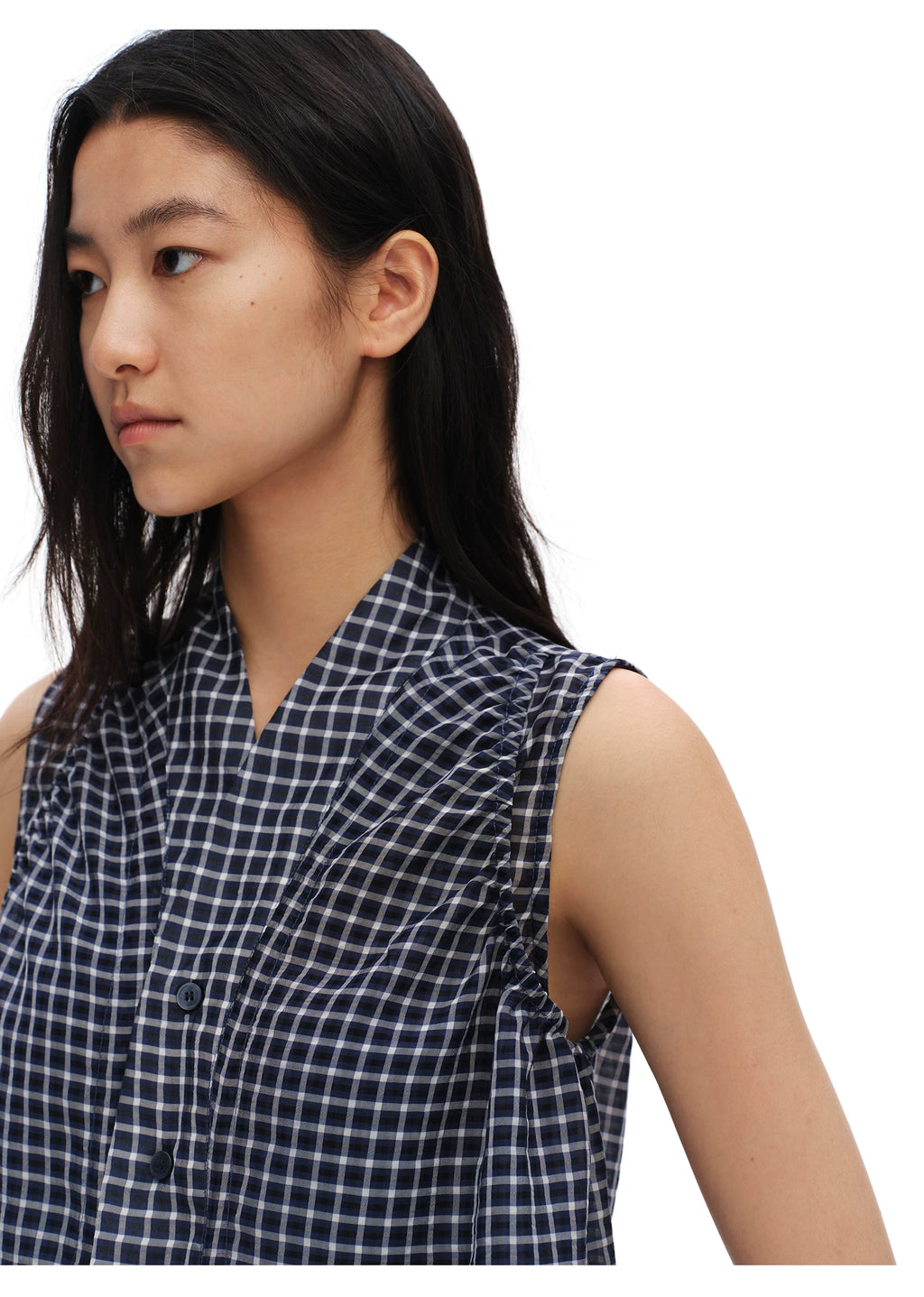 Ruched Check Drawstring Vest
